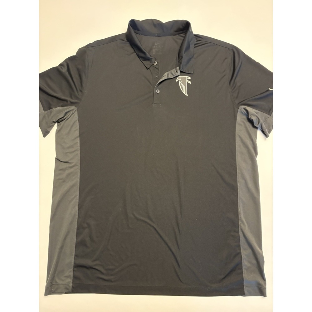 Nike Dri-FIT Atlanta Falcons Polo Shirt Black NFL Team Golf Athletic Mens XL